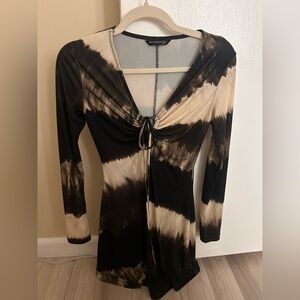 Stradivarius Black and Cream Sheer Top